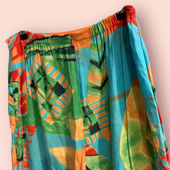 Vintage Abstract Wrap Midi Skirt Colorful Art Print - Picture 4 of 6